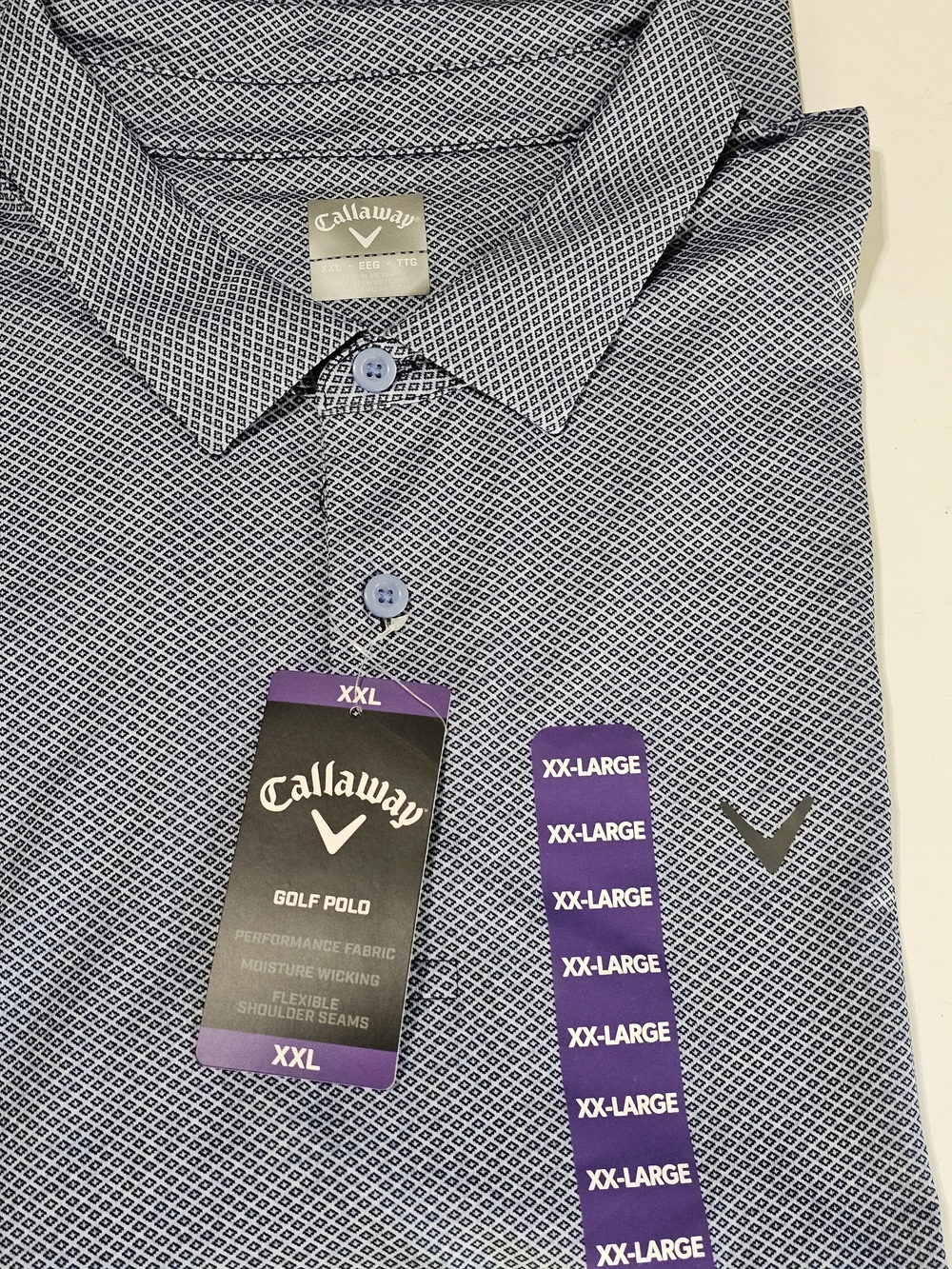 Callaway Golf Polo Shirt XXL Blue Performance Stretch Moisture Wicking NWT Golf - Picture 4 of 12